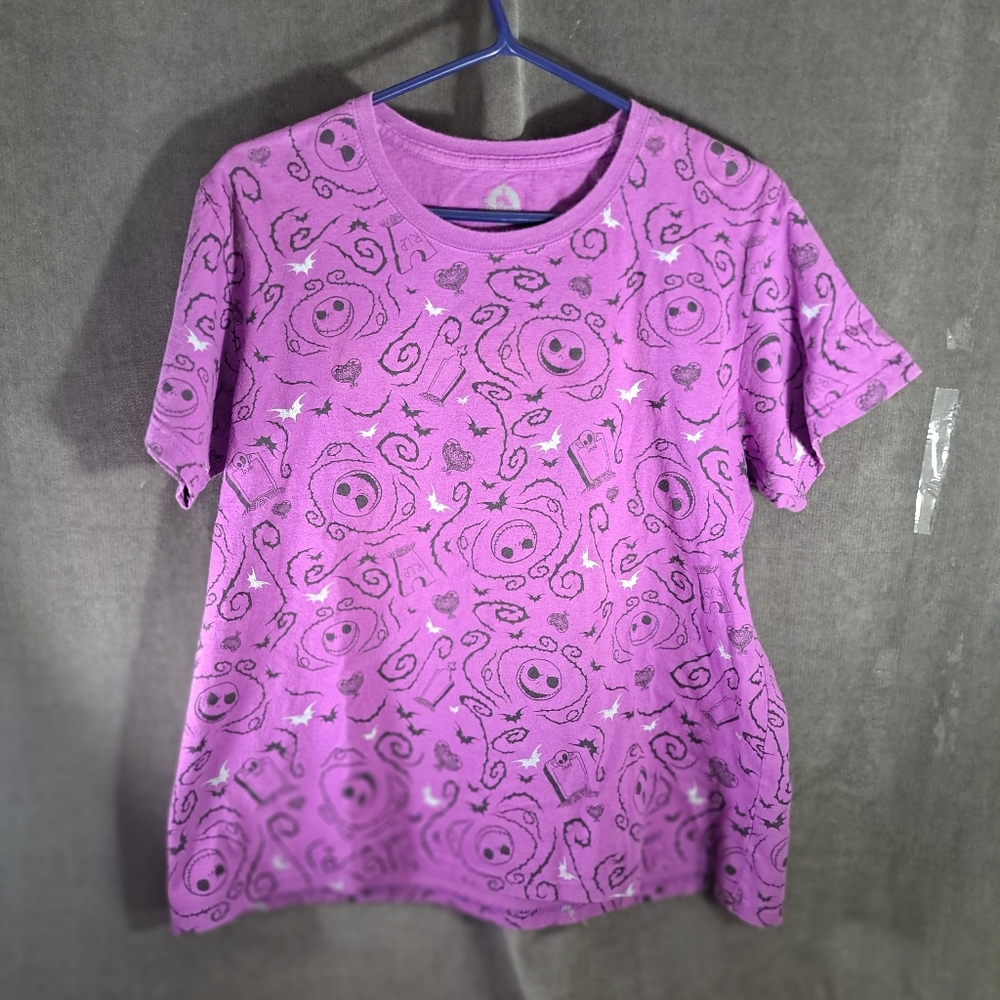 Disney The Nightmare Before Christmas Purple Black Silver Graphic Tee G J2XL WL